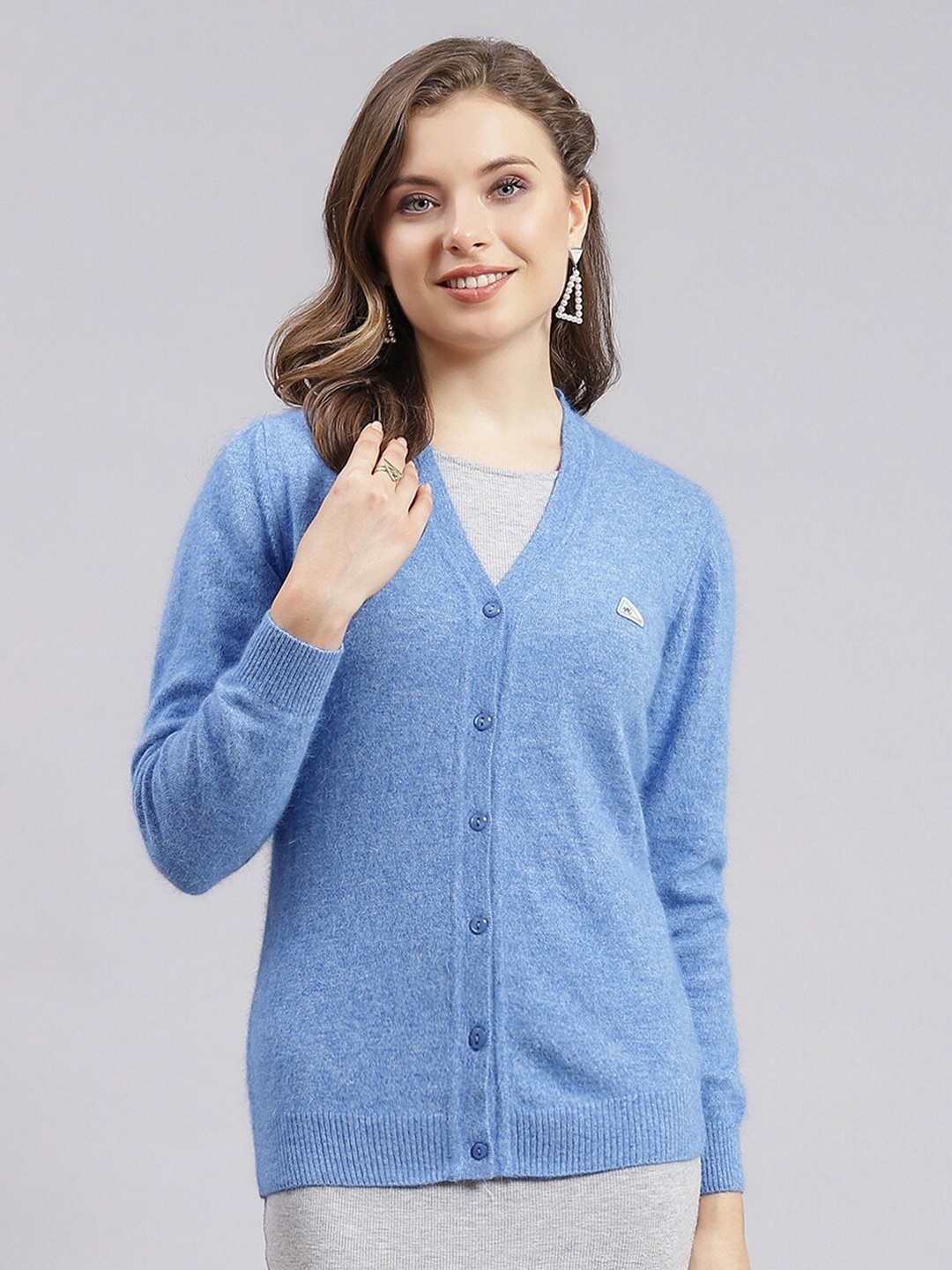 

Monte Carlo V-Neck Woollen Cardigan, Blue