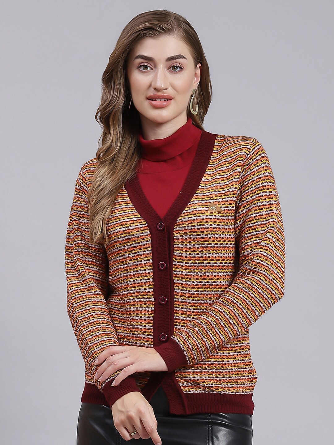 

Monte Carlo Self Design Woollen Cardigan, Brown