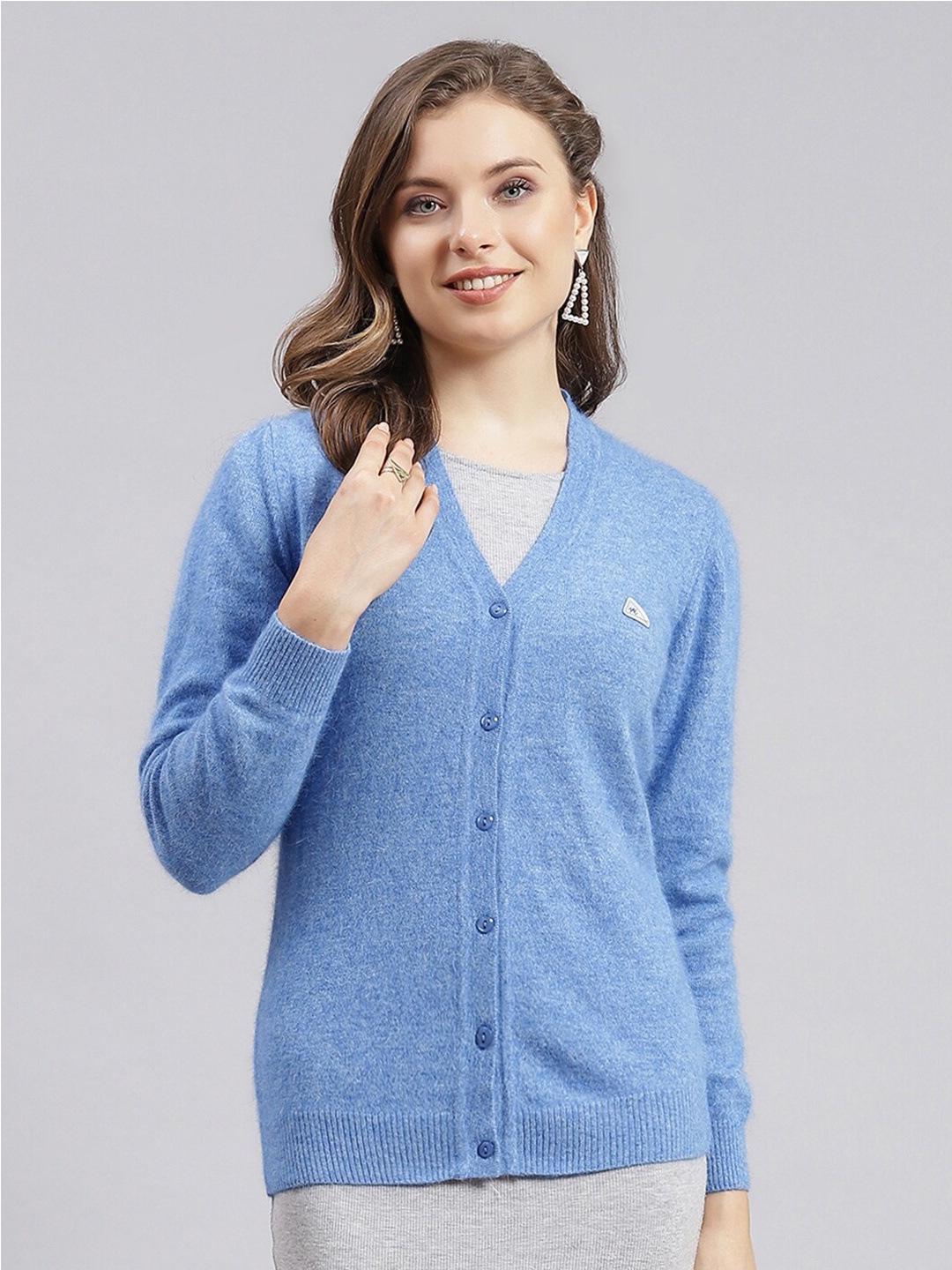 

Monte Carlo V-Neck Woollen Cardigan, Blue