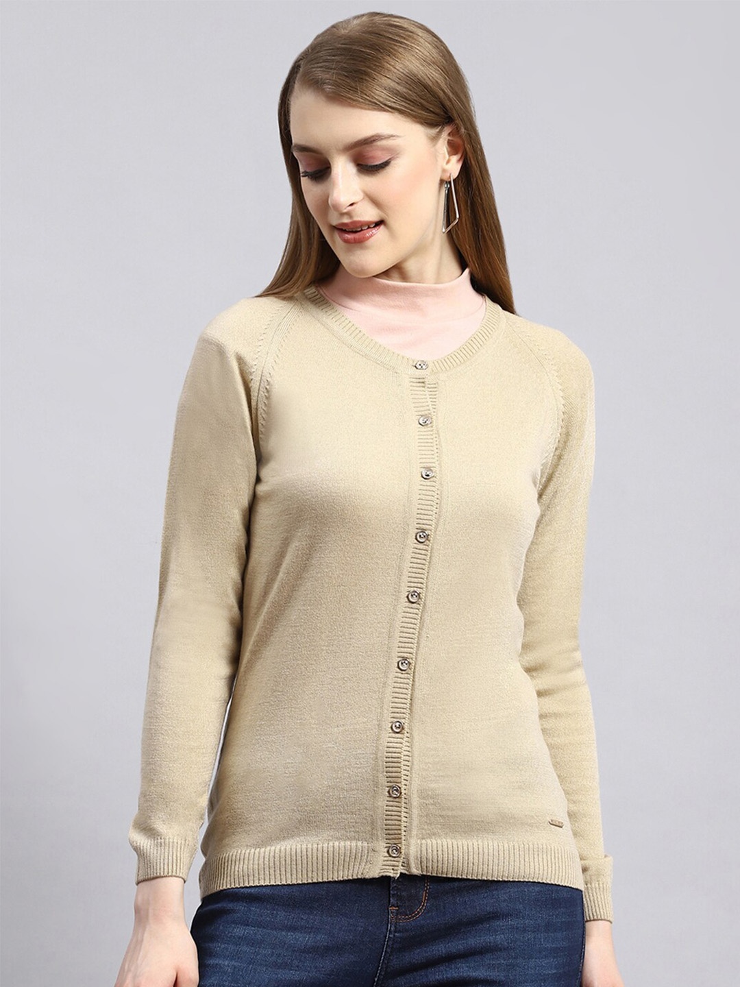 

Monte Carlo V-Neck Cardigan Sweater, Camel brown