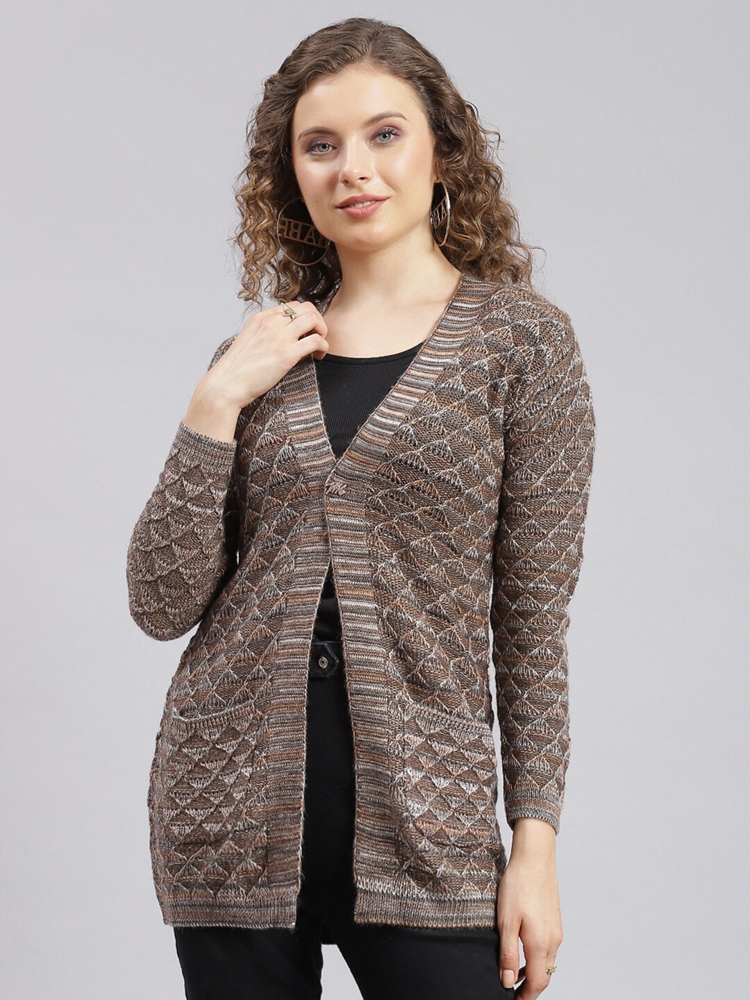 

Monte Carlo Cable Knit Woollen Cardigan, Brown