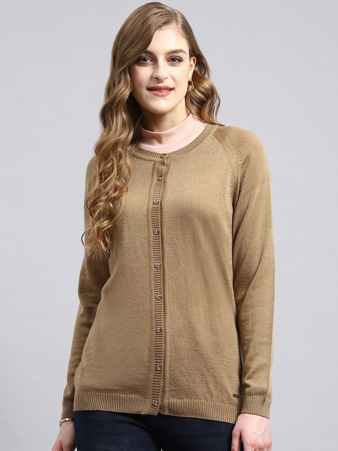 

Monte Carlo Woollen Ribbed Cardigan, Brown