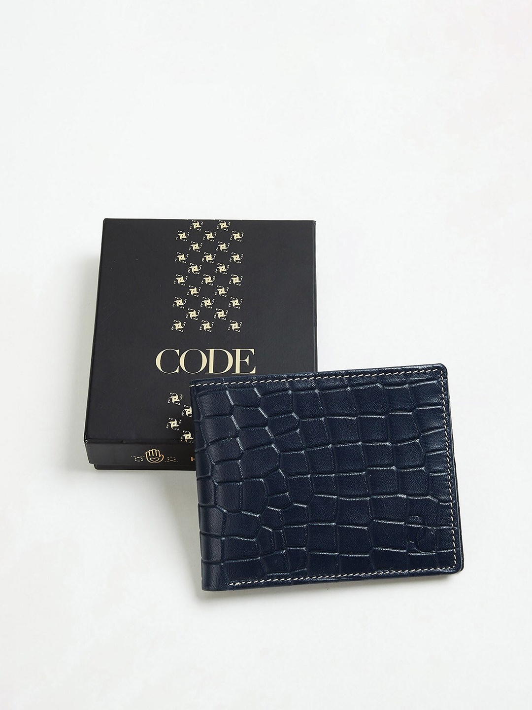 

CODE by Lifestyle Men Textured Leather Two Fold Wallet, Blue