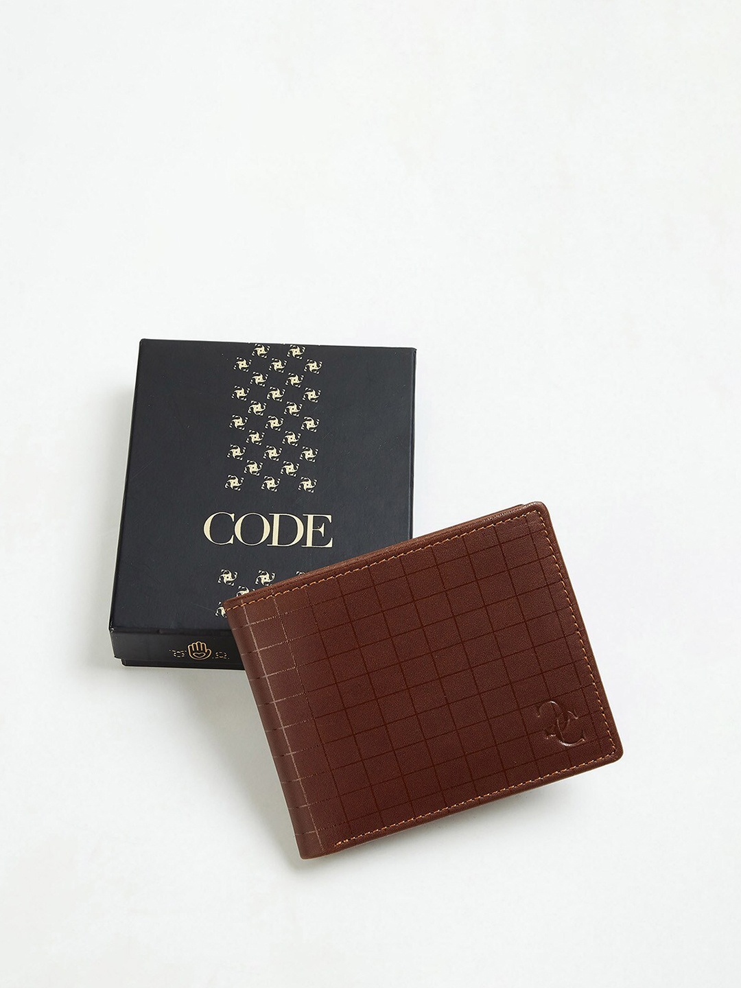 

CODE by Lifestyle Men Checked Leather Two Fold Wallet, Tan