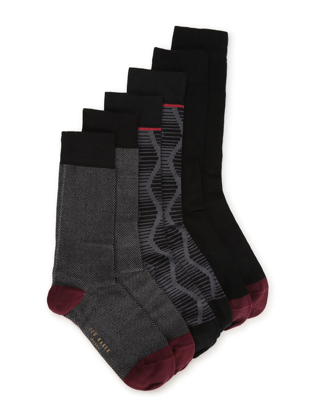 

Ted Baker Men Pack Of 3 Calf-Length Cotton Socks, Grey