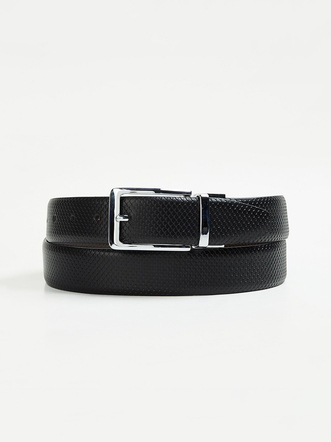

CODE by Lifestyle Men Textured Leather Reversible Belt, Black