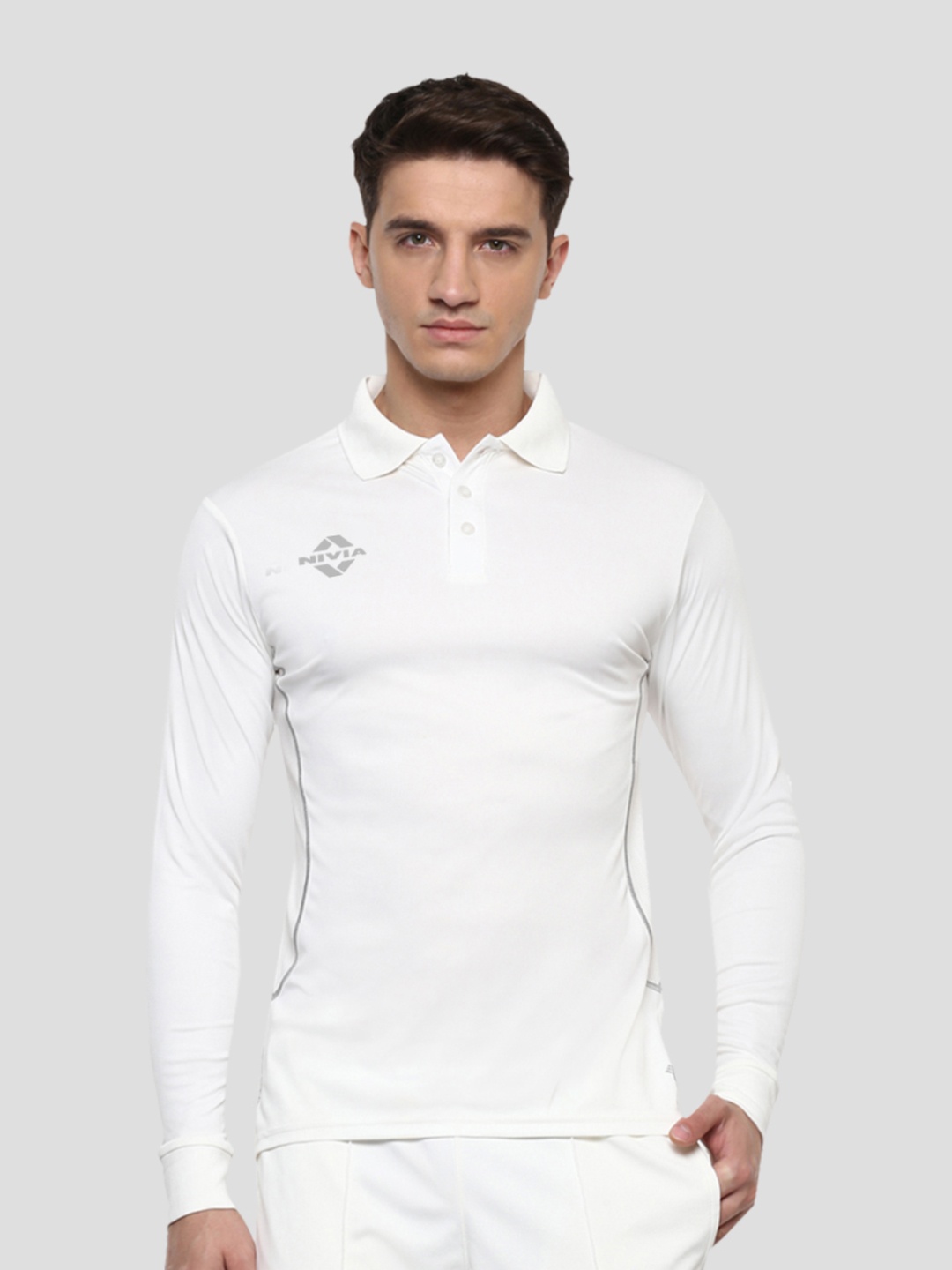 

NIVIA Polo Collar Long Sleeves Cricket Sports T-shirt, White