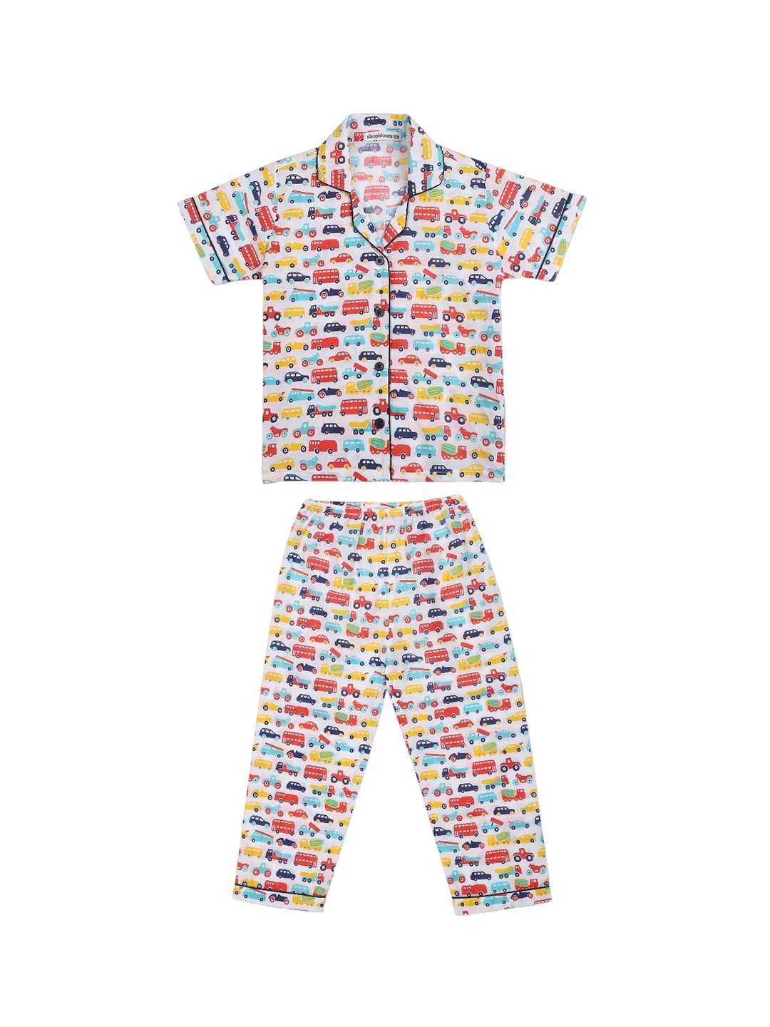

shopbloom Kids Printed Pure Cotton Night Suit, White