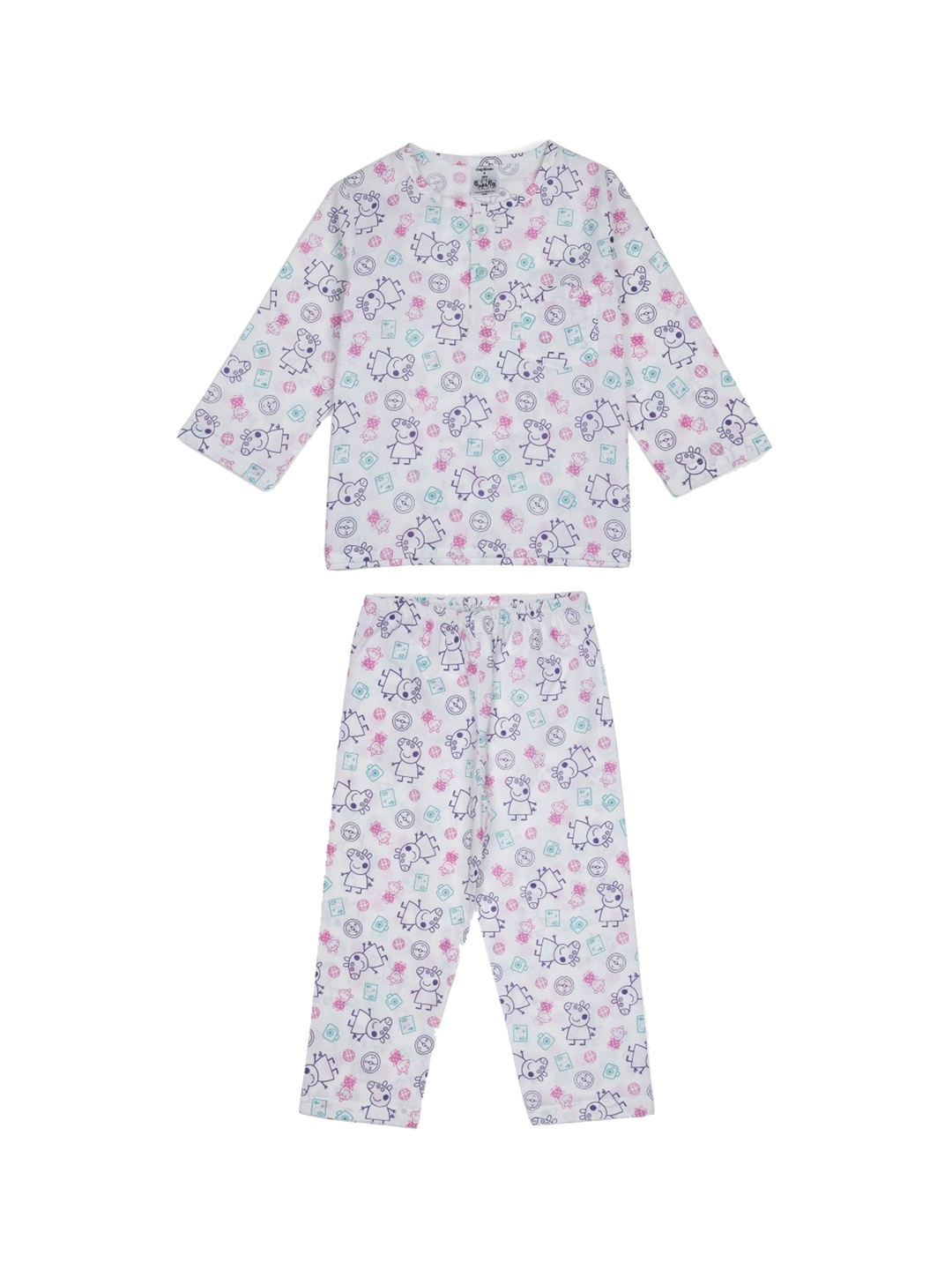 

shopbloom Kids Graphic Printed T-Shirt With Pyjamas, White