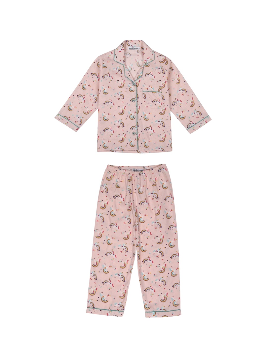 

shopbloom Kids Graphic Printed Pure Cotton Shirt With Pyjamas, Pink