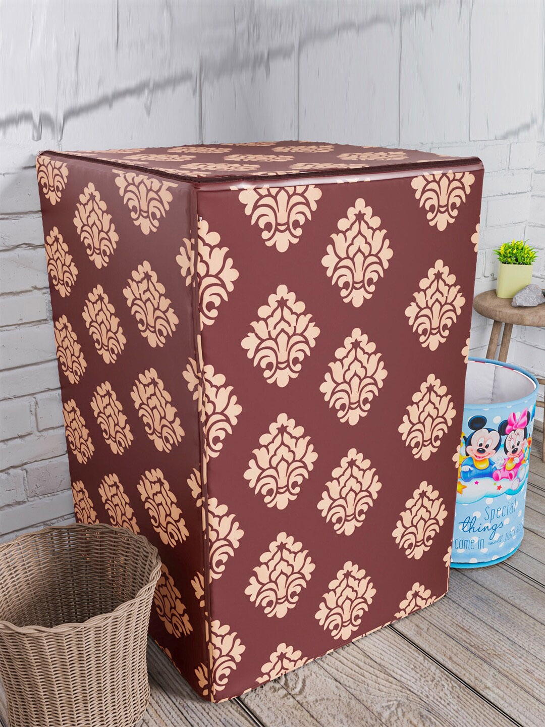 

Kuber Industries Maroon Printed Washing Machine Cover