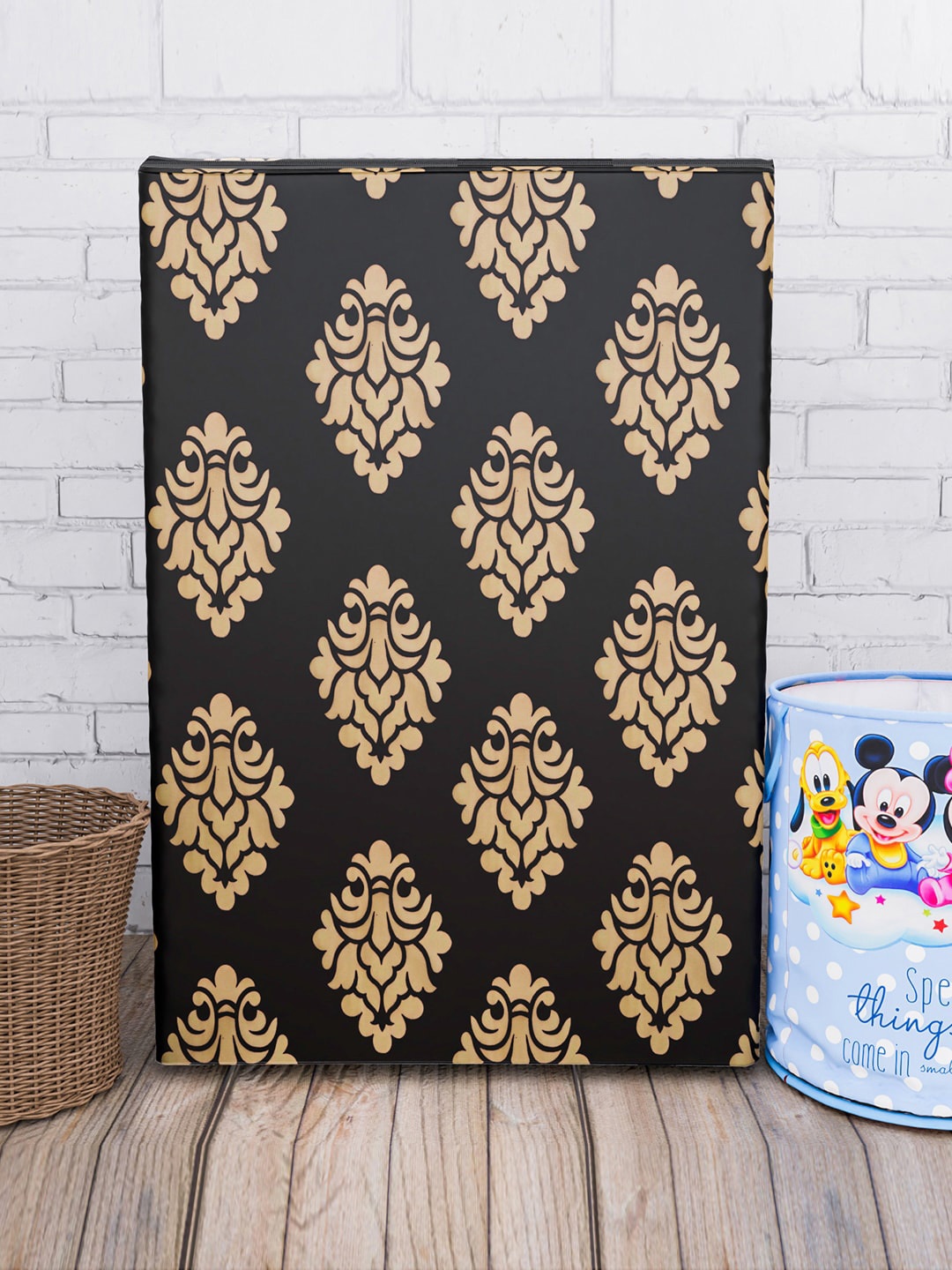 

Kuber Industries Black & Beige Printed Washing Machine Cover