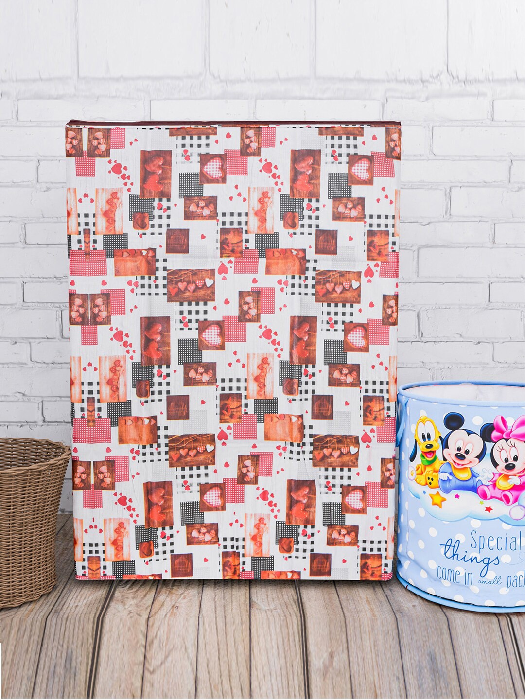 

Kuber Industries White & Red Printed Washing Machine Cover