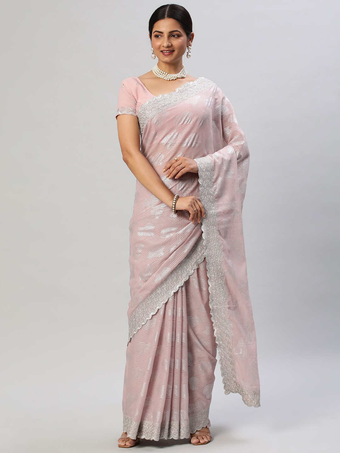 

kasee Floral Printed Saree, Mauve