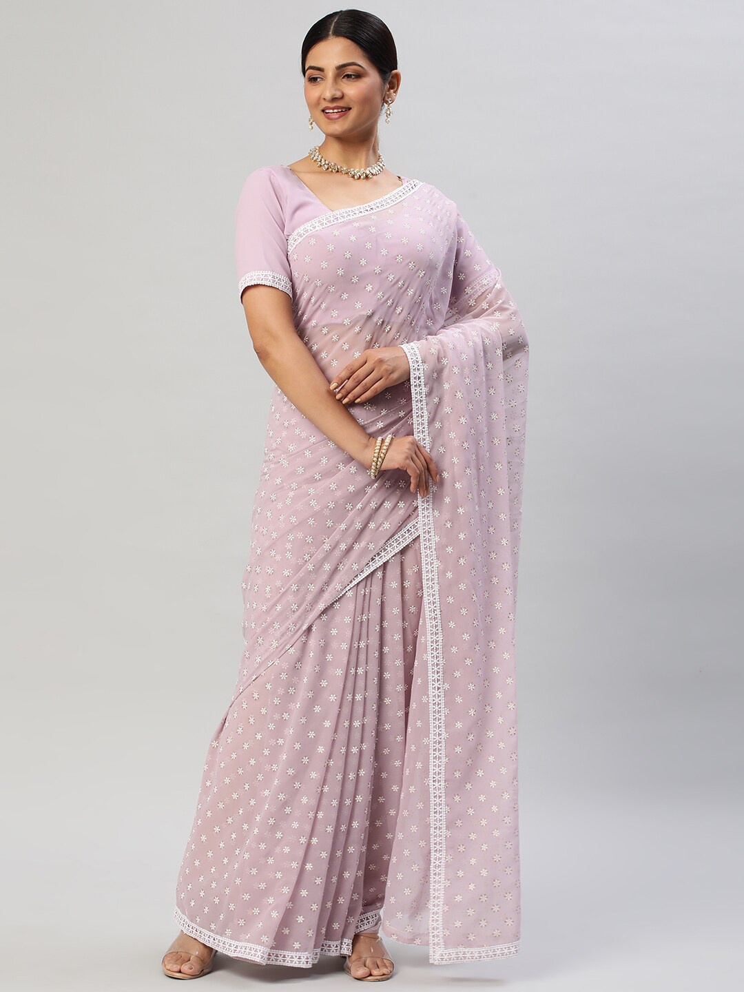 

kasee Floral Printed Saree, Lavender