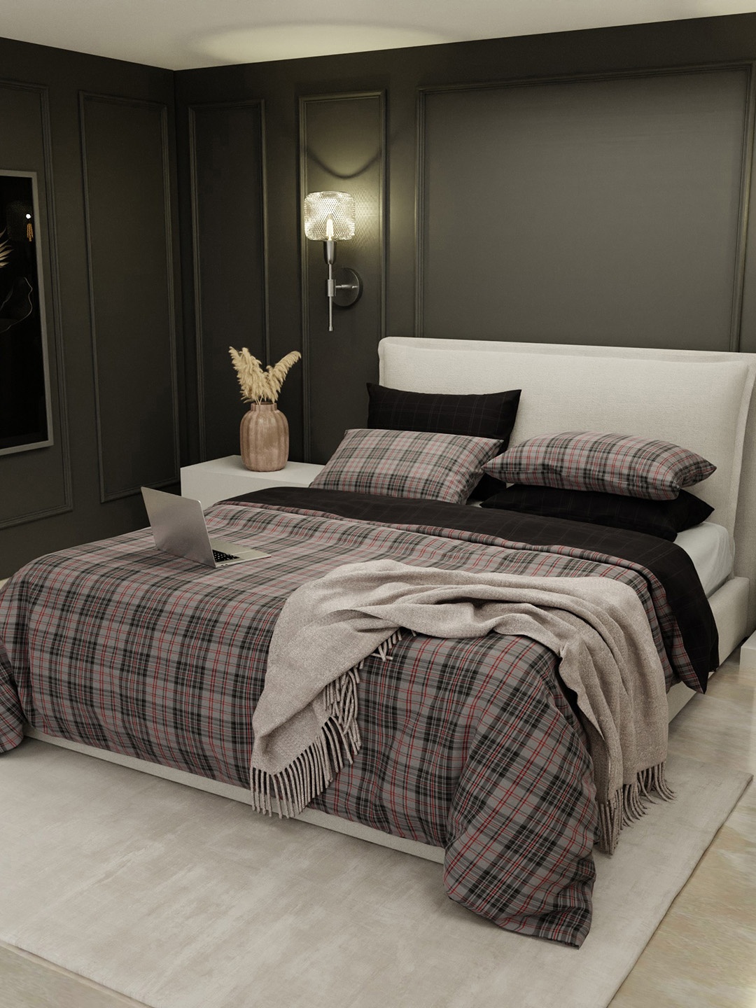 

Stoa Paris Vogue Grey 5 Pieces Geometric King Size Bedding Set