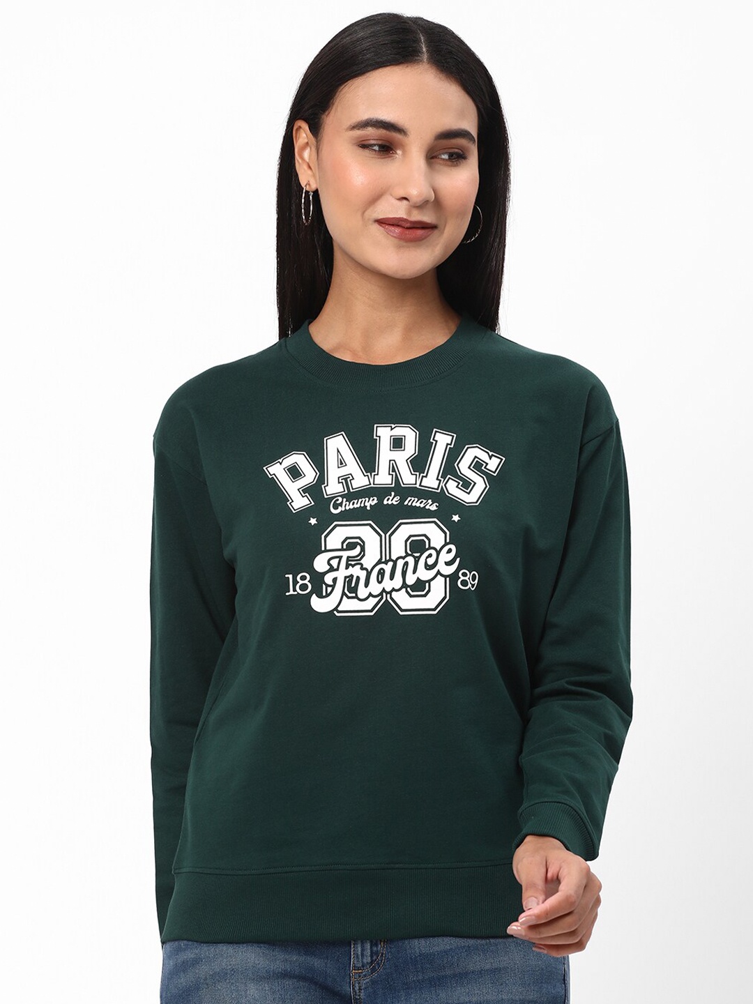 

R&B Typography Printed Cotton Sweatshirt, Green