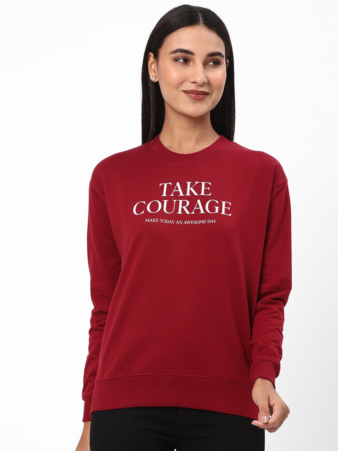 

R&B Typography Printed Cotton Sweatshirt, Burgundy