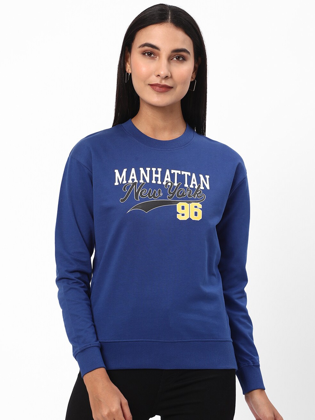 

R&B Typography Printed Cotton Sweatshirt, Blue
