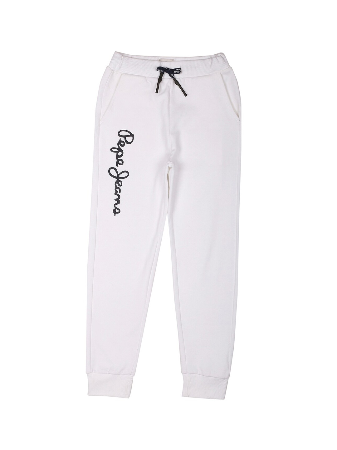 

Pepe Jeans Boys Stephen Core Mid Rise Brand Logo Printed Joggers, White