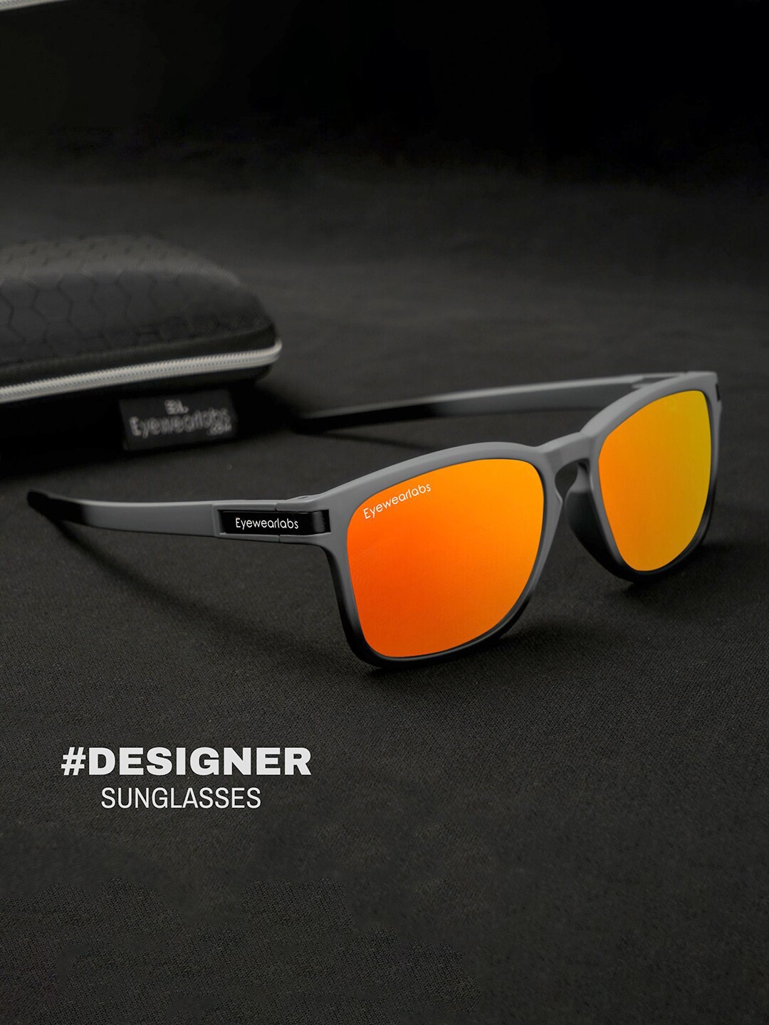 

Eyewearlabs Unisex Square Sunglasses with Polarised Lens, Orange