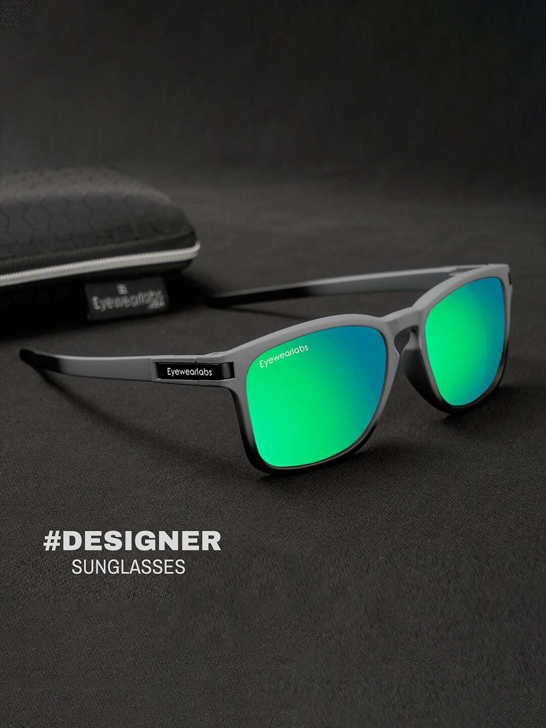 

Eyewearlabs Unisex Square Sunglasses with Polarised Lens, Green