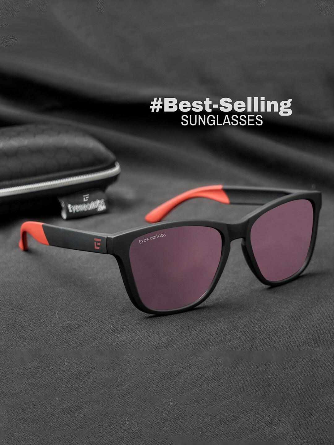 

Eyewearlabs Unisex Wayfarer Sunglasses with Polarised Lens, Red