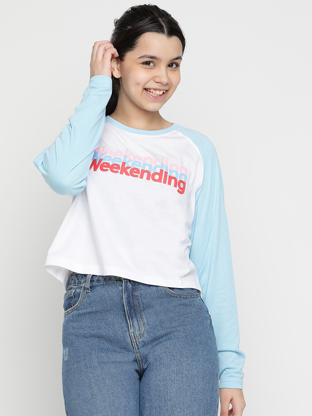 

Lil Tomatoes Girls Typography Printed Round Neck T-Shirt, White