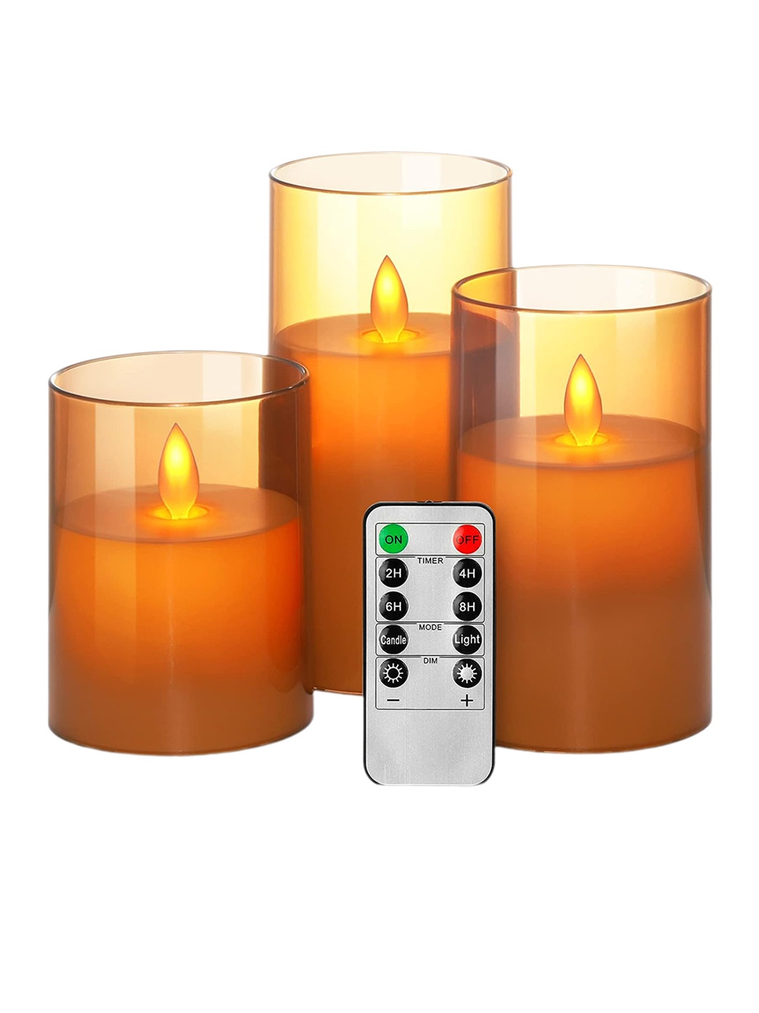 

XERGY 3-Pcs Golden Flameless Led Candles with 10-Key Remote, Gold