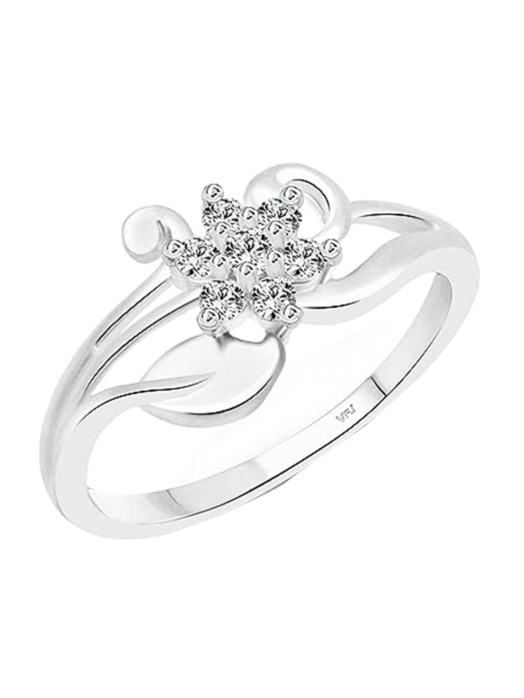 

Vighnaharta Rhodium-Plated Cubic Zirconia-Studded Finger Ring, Silver