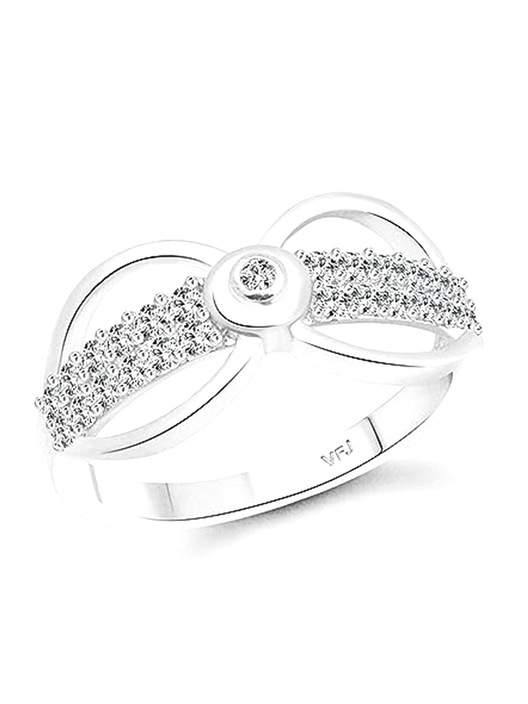

Vighnaharta Rhodium-Plated Cubic Zirconia-Studded Finger Ring, Silver