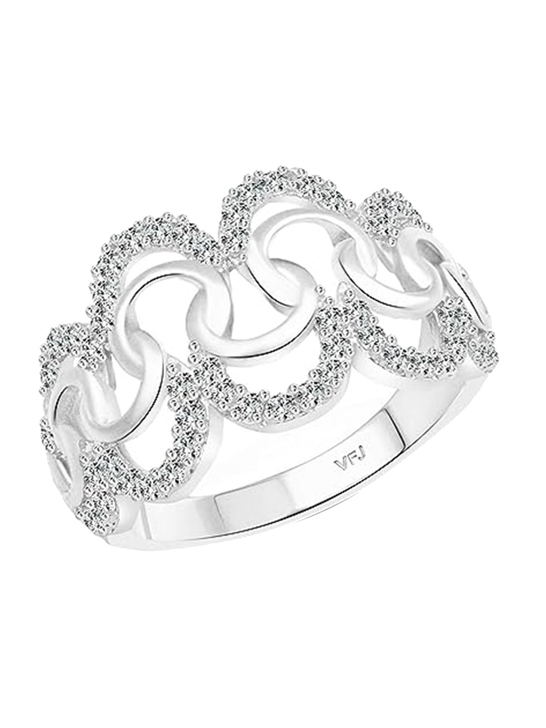 

Vighnaharta Rhodium-Plated CZ-Studded Finger Ring, Silver