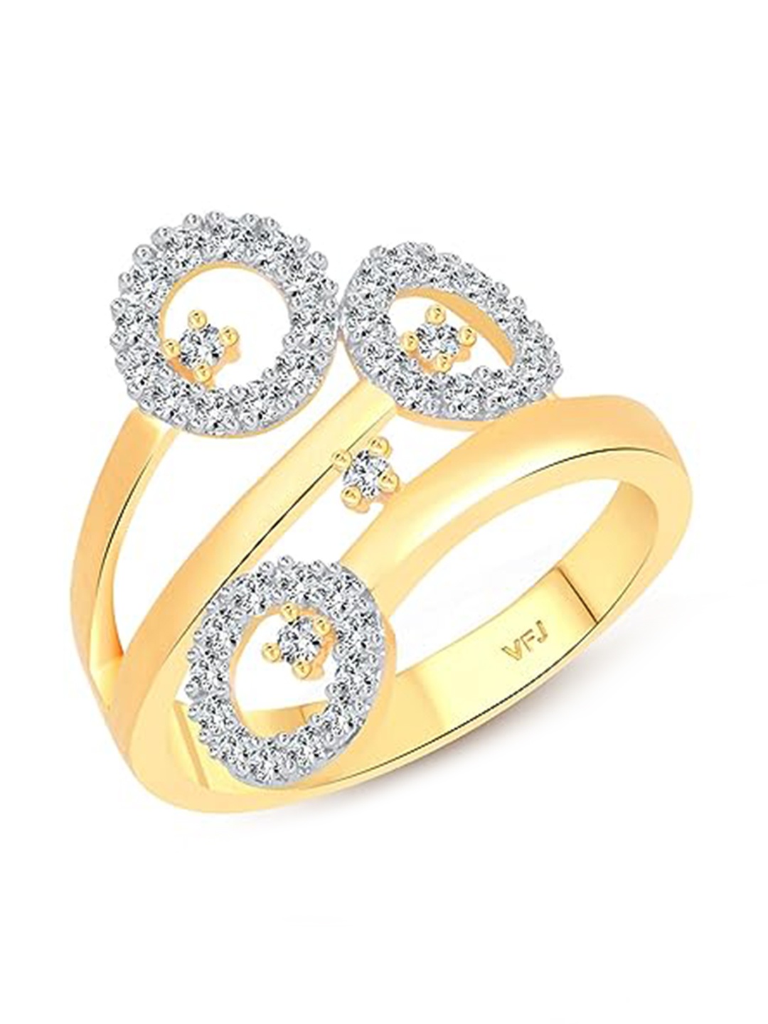 

Vighnaharta Gold-Plated Cubic Zirconia Studded Finger Ring