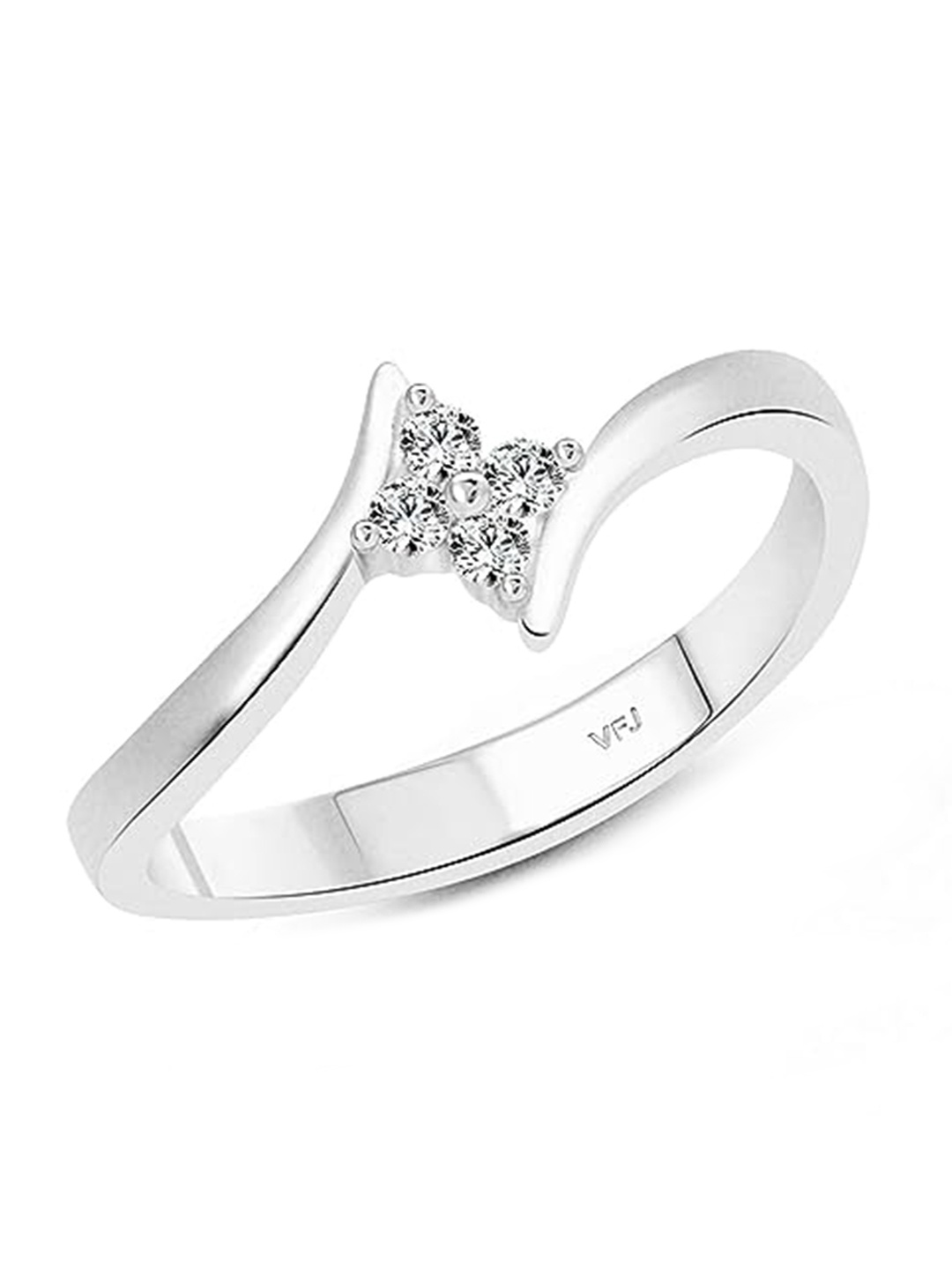 

Vighnaharta Rhodium-Plated CZ-Studded Finger Ring, Silver