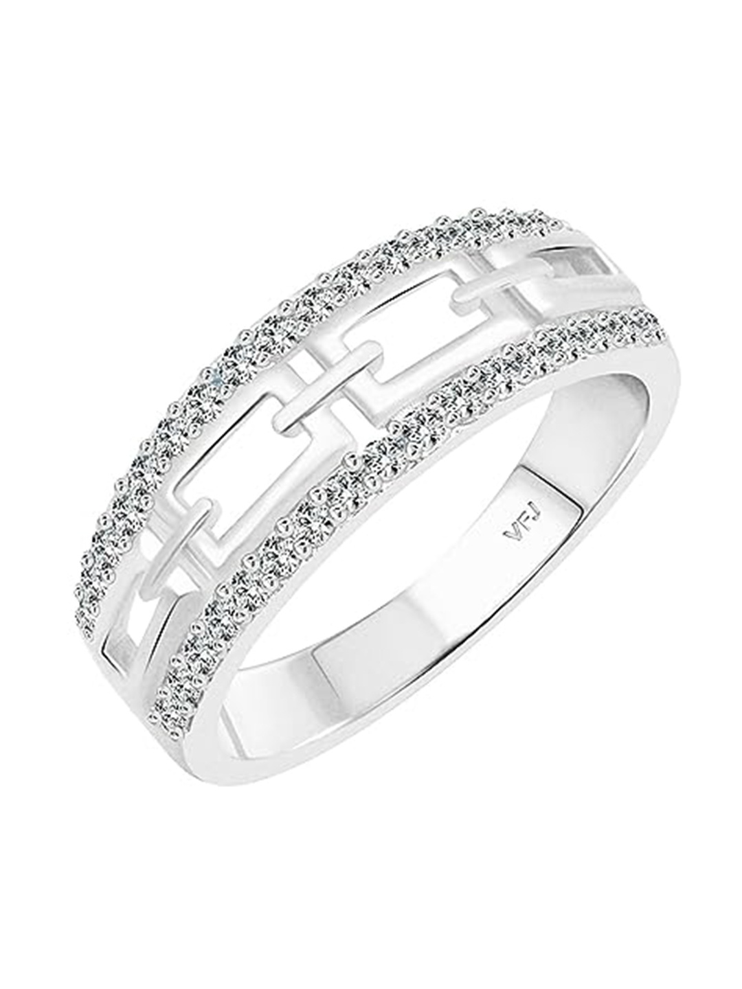 

Vighnaharta Rhodium-Plated Cubic Zirconia Studded Finger Ring, Silver