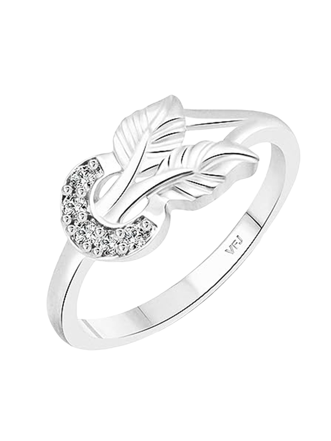

Vighnaharta Rhodium-Plated Cubic Zirconia-Studded Finger Ring, Silver