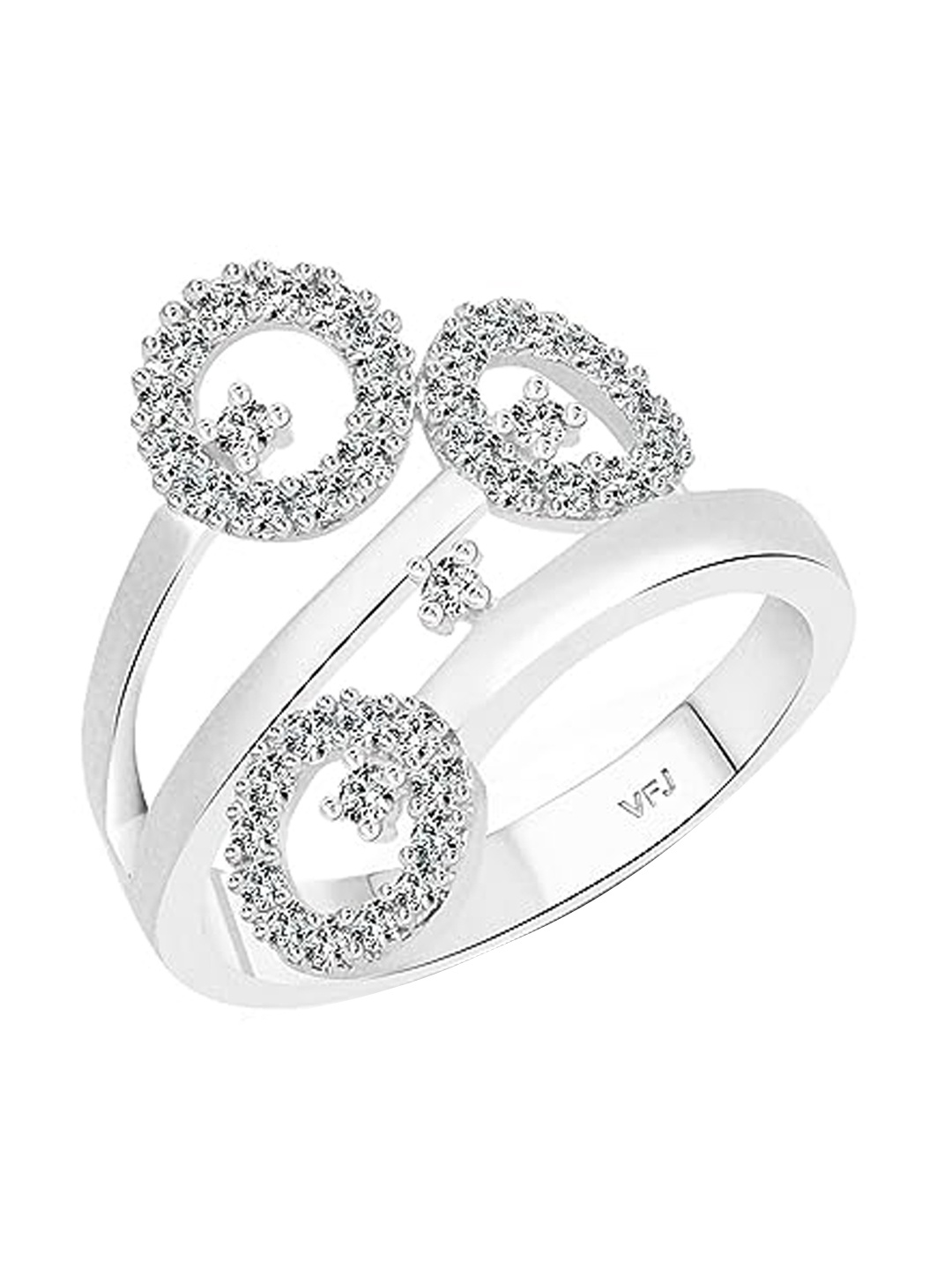 

Vighnaharta Rhodium-Plated Cubic Zirconia-Studded Finger Ring, Silver