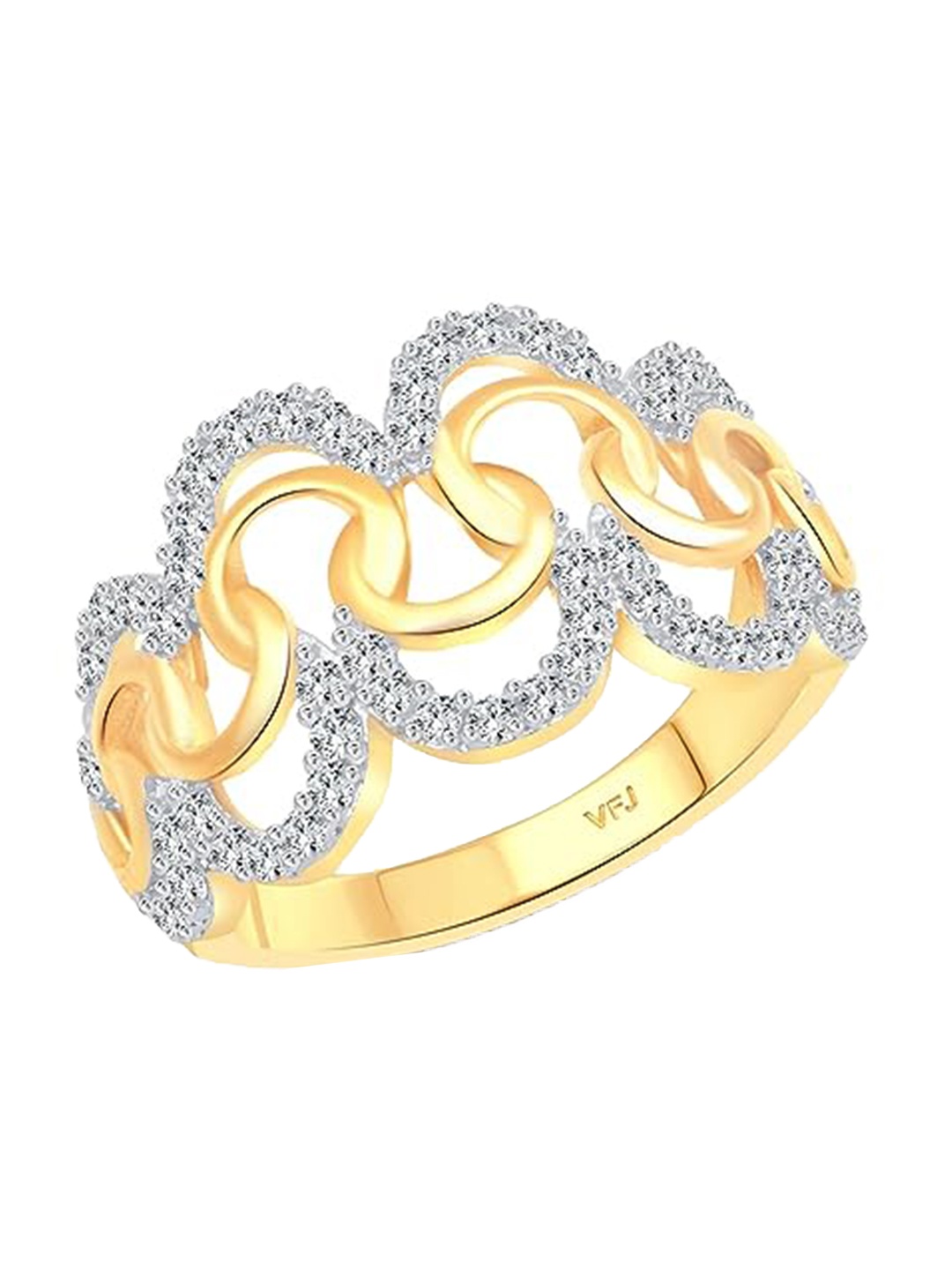 

Vighnaharta Gold-Plated Cubic Zirconia-Studded Finger Ring