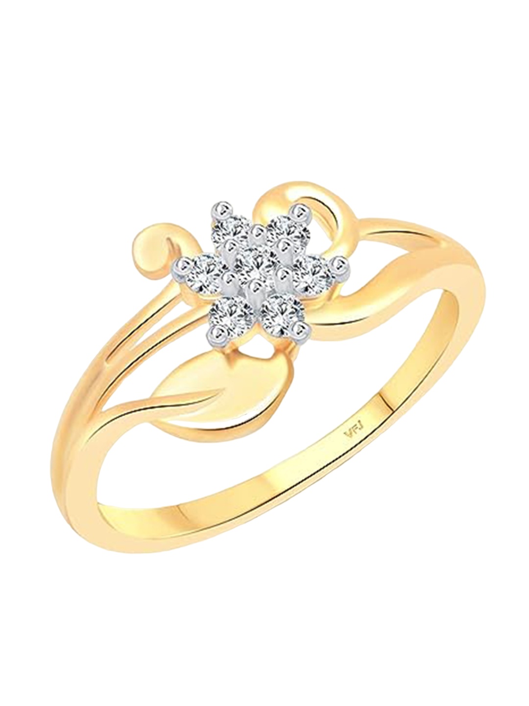 

Vighnaharta Gold-Plated Cubic Zirconia Studded Finger Ring