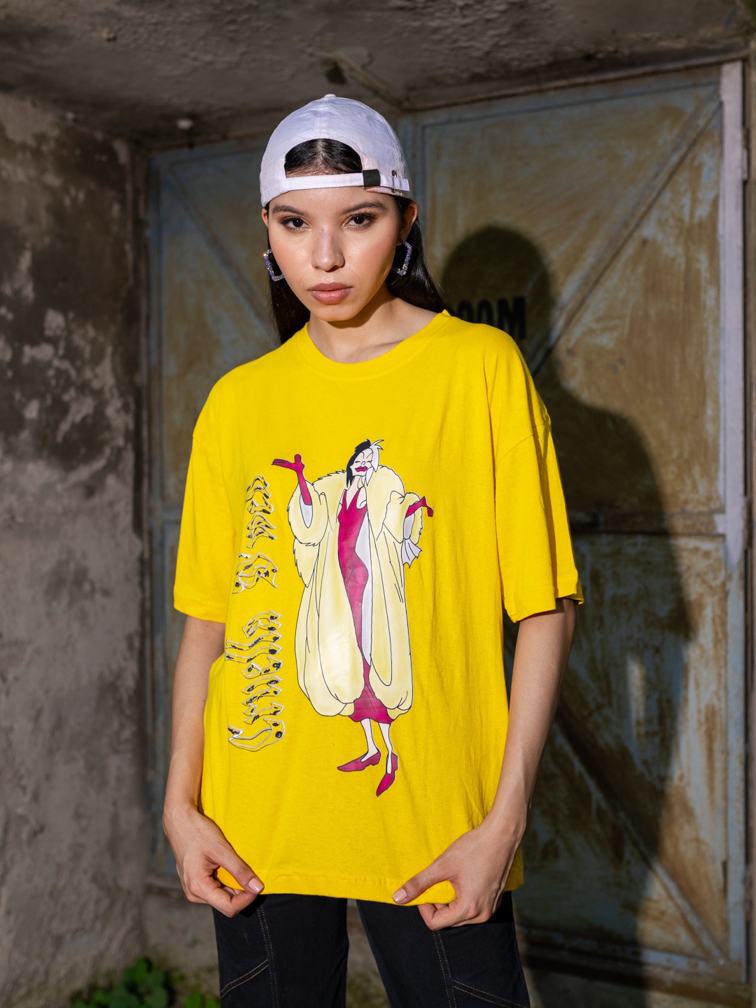 

Stylecast X Hersheinbox Printed Pure Cotton Boxy T-shirt, Mustard