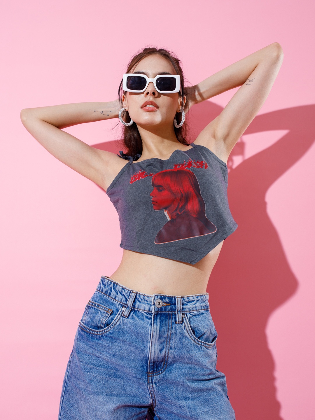 

Stylecast X Hersheinbox Printed Cotton Crop Top, Charcoal