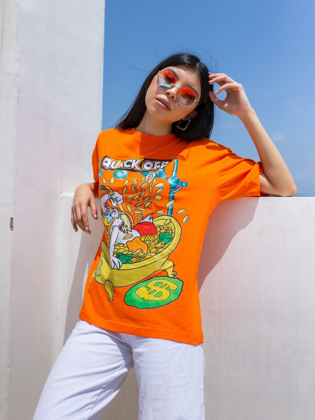 

Stylecast X Hersheinbox Printed Pure Cotton Boxy T-shirt, Orange