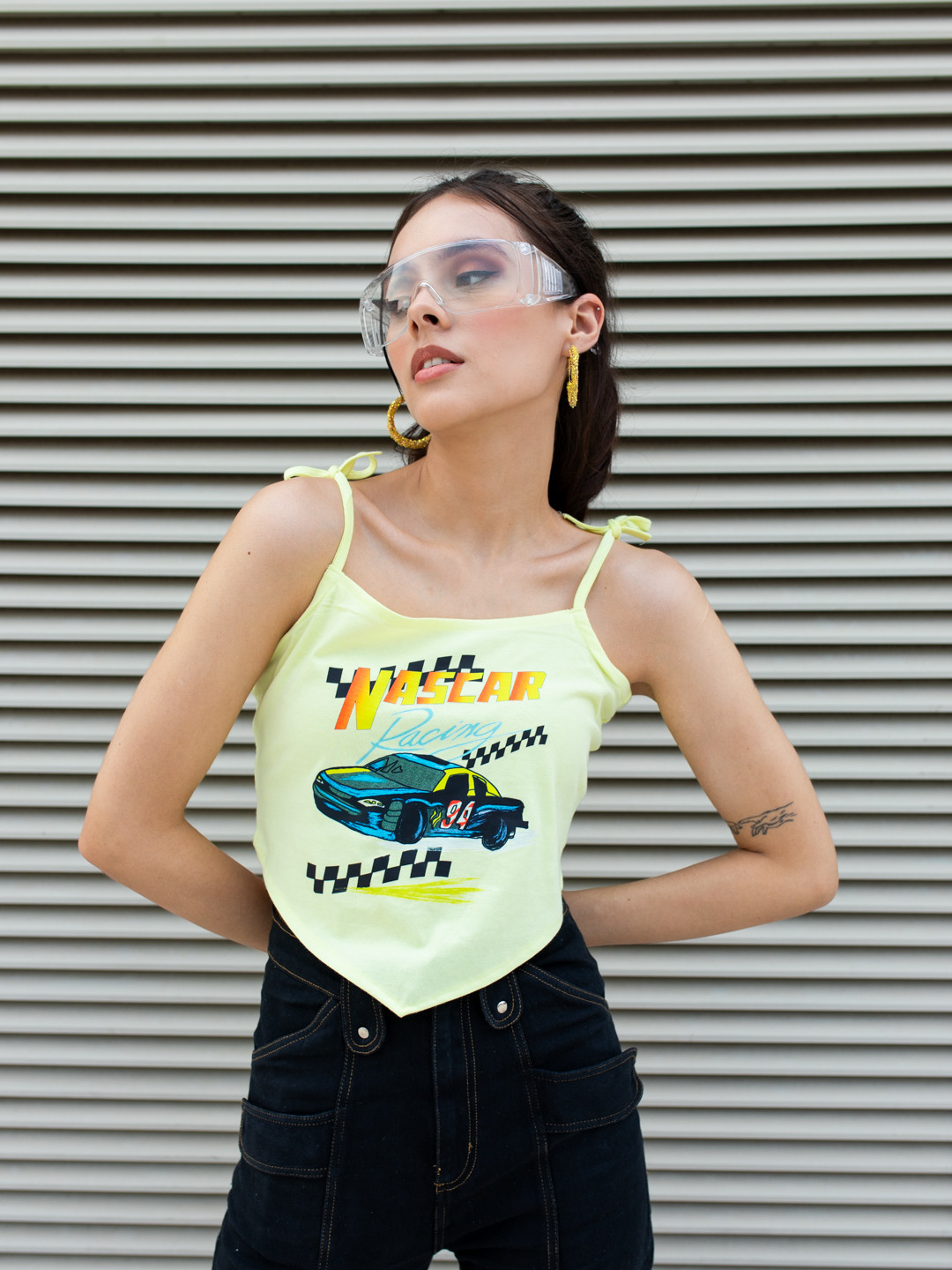 

Stylecast X Hersheinbox Print Cotton Tank Crop Top, Yellow