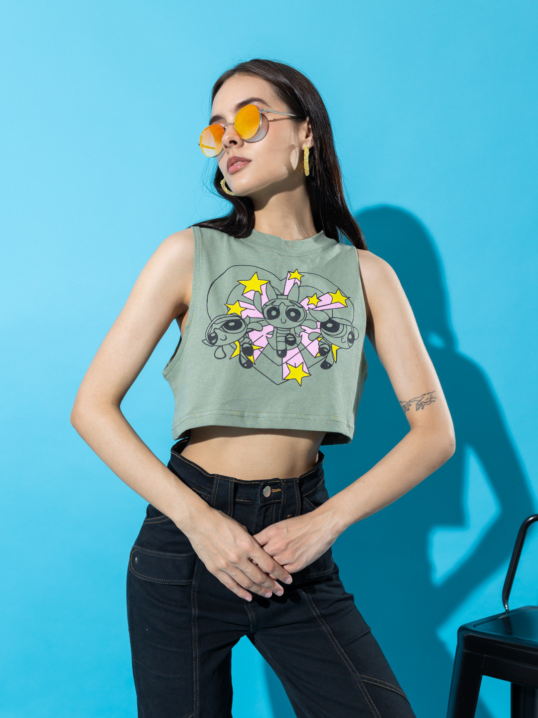 

Stylecast X Hersheinbox Printed Pure Cotton Boxy T-shirt, Green
