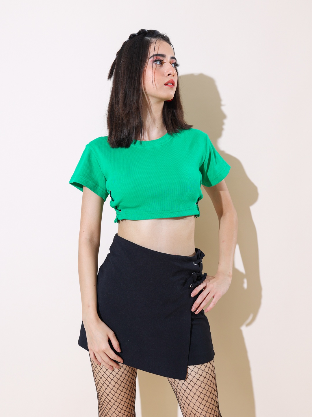 

Stylecast X Hersheinbox Pure Cotton Solid Crop Top, Green