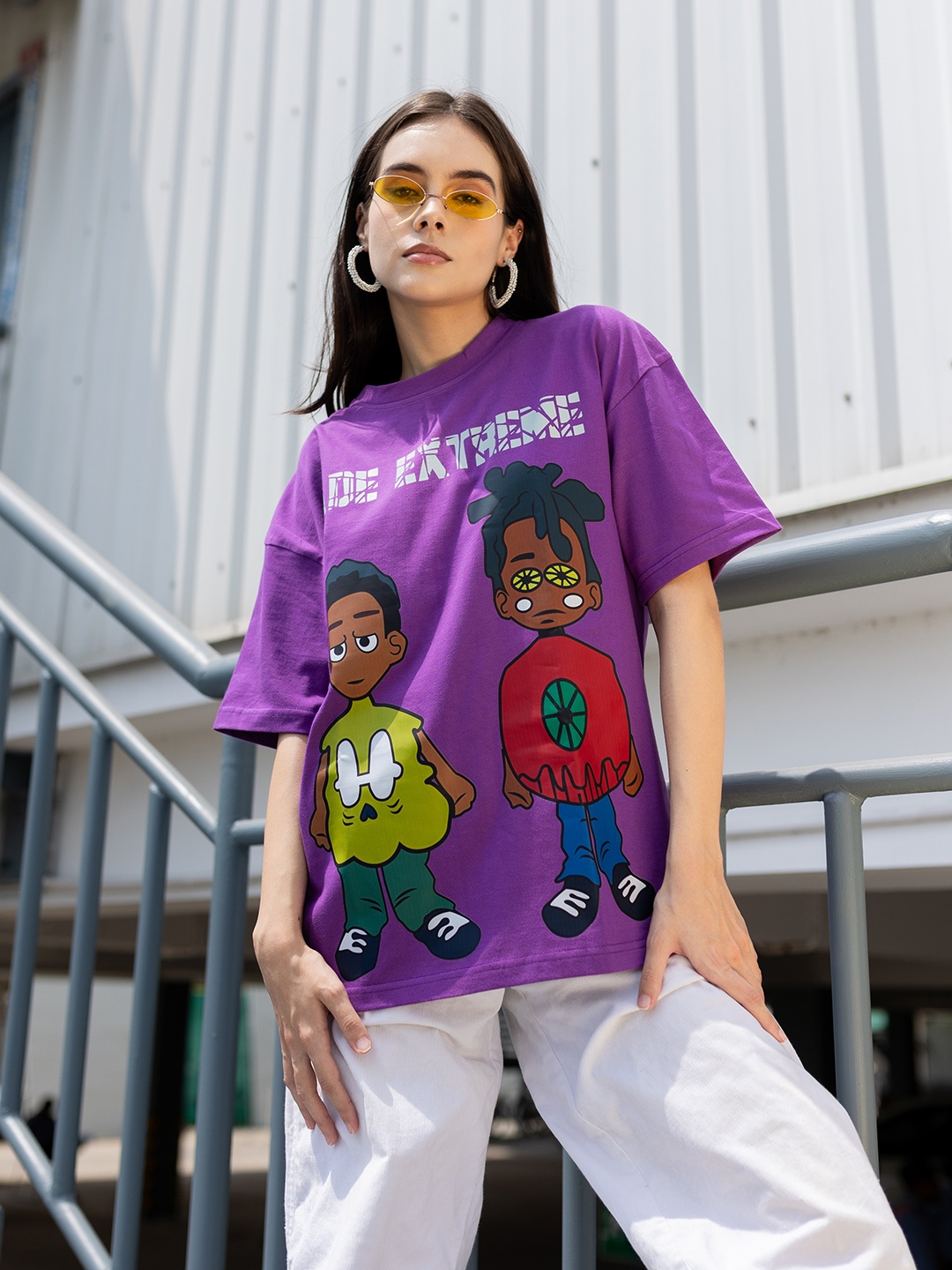 

Stylecast X Hersheinbox Printed Pure Cotton Boxy T-shirt, Purple