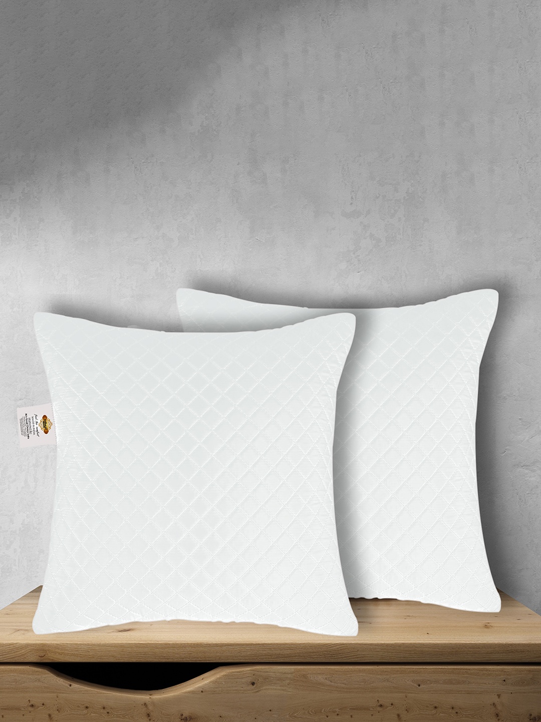 

Adbeni White 2 Pieces Quilted Light Weight Soft Pre-Filled Cushions