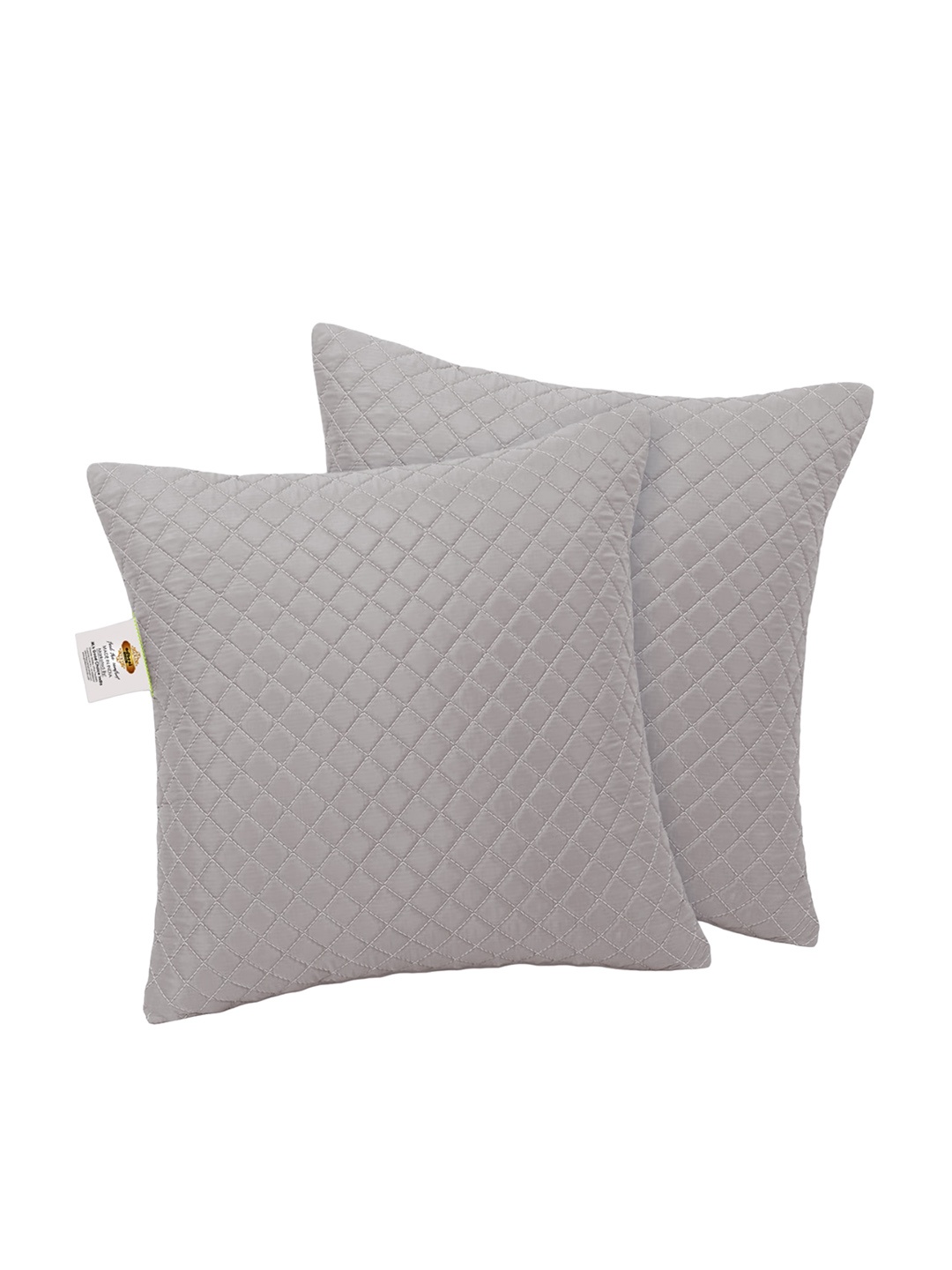 

Adbeni 2 Pieces Grey Quilted Square Pre-Filled Cushions