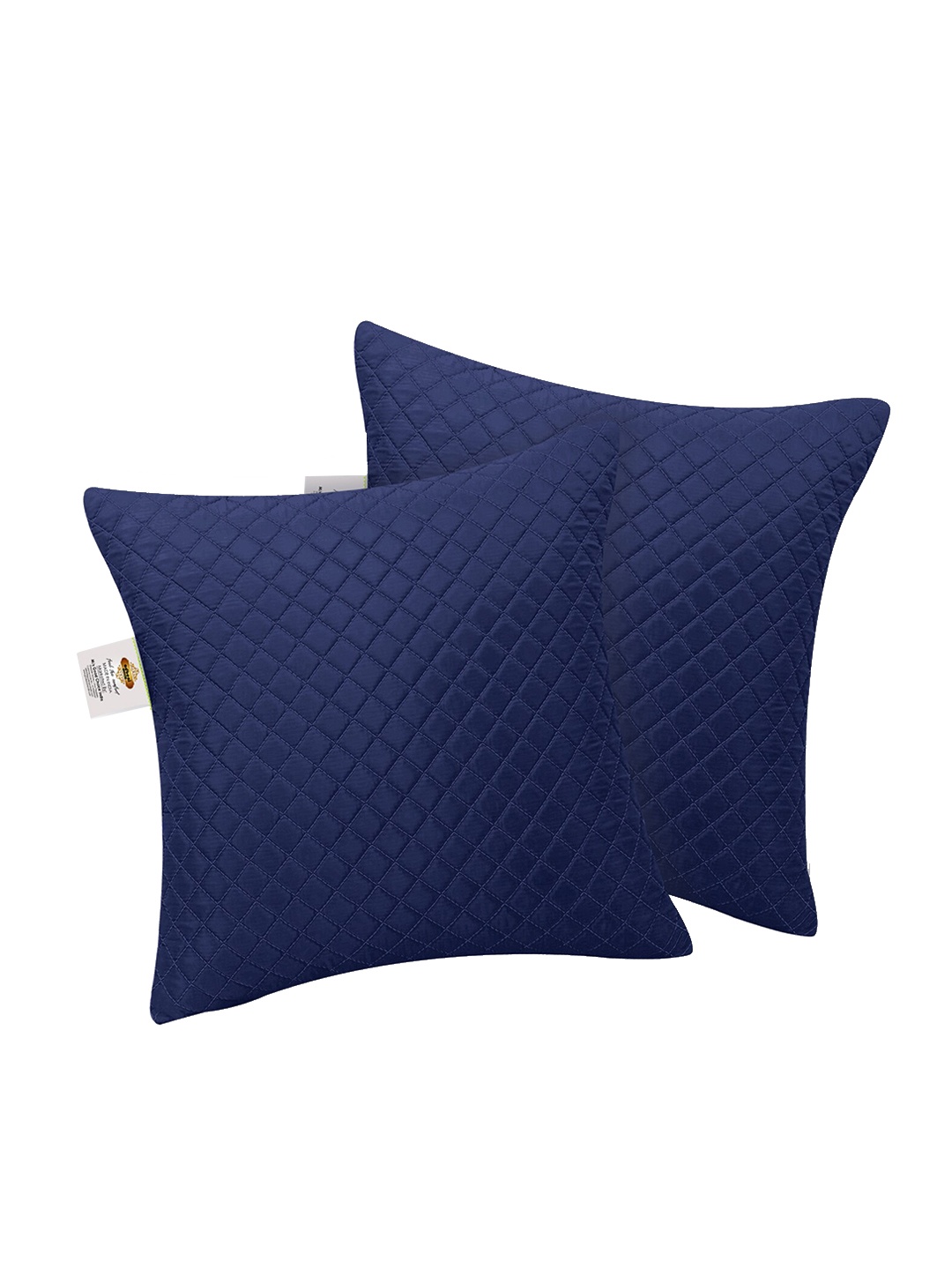 

Adbeni Blue 2 Pieces Quilted Light Weight Soft Pre-Filled Cushions, Navy blue