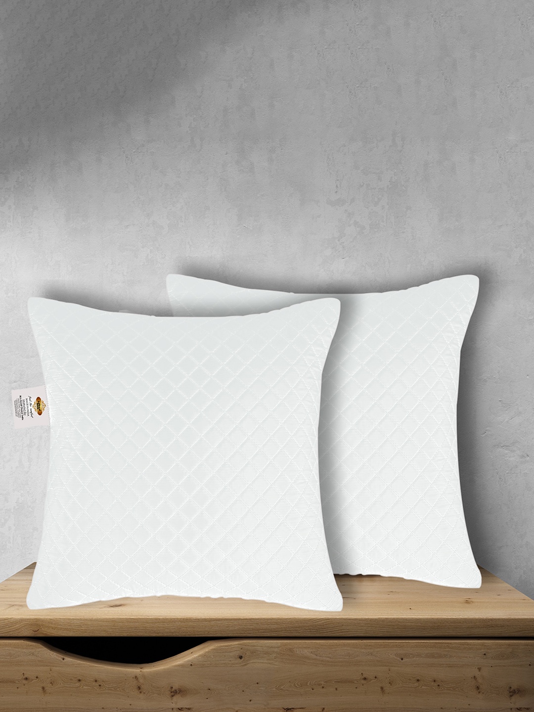 

Adbeni White 2 Pieces Quilted Cushions